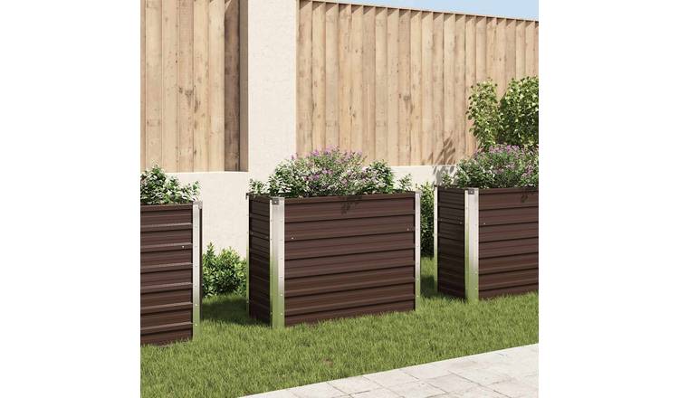 Walplus Galvanised Steel Raised Garden Bed - Brown - 100 x 40 x 77 cm