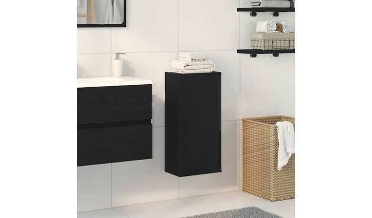 Walplus Engineered Wood Wall Mounted Cabinet - Black Oak - 32 x 20 x 67 cm
