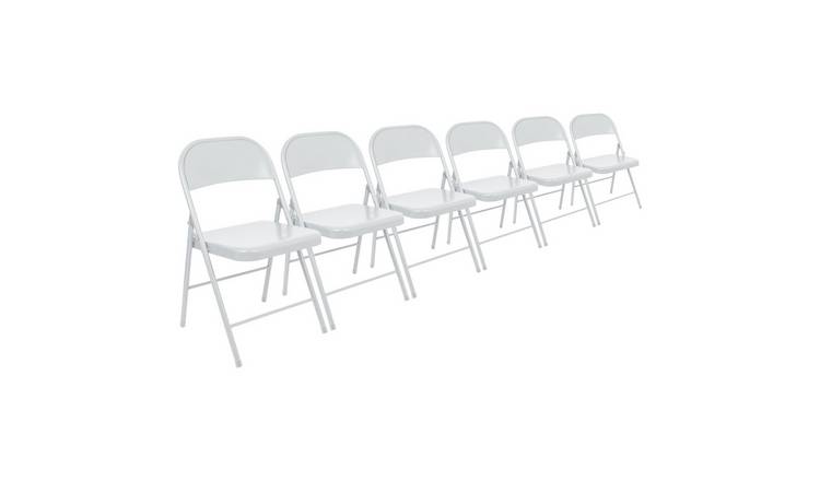 Harbour Housewares Metal Folding Chairs Pack of 6 - Matt White
