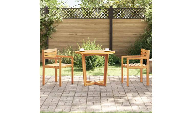 Walplus Solid Acacia Wood Garden Dining Table Round - Brown - 90 x 75 cm