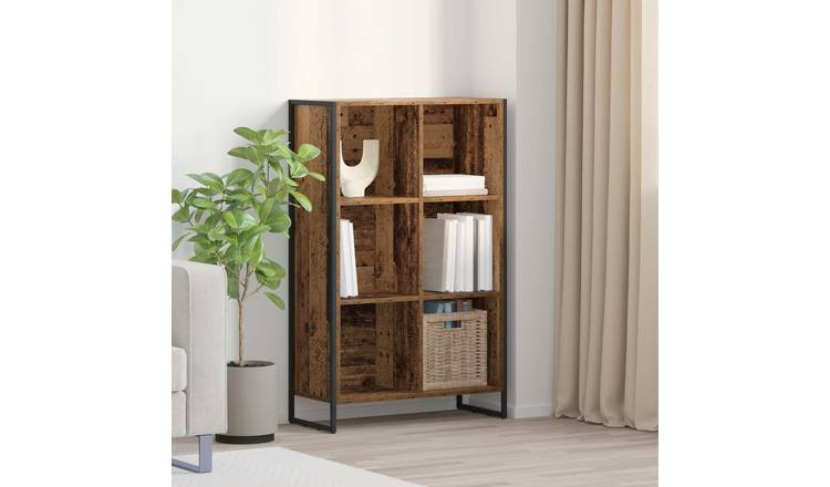 Walplus Engineered Wood Book Cabinet - Dark Wood - 99.5 x 30 x 108.5 cm