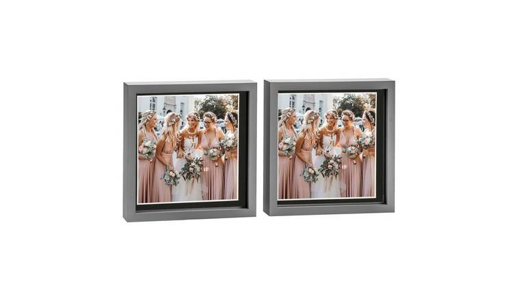 Nicola Spring 3D Box Photo Frames - 10 x 10" with Mount - Set of 2 - Grey