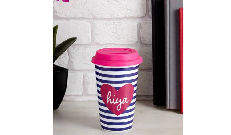 Orsina Taza Hiya Ceramic Reusable Mug with Silicone Lid – Multicoloured