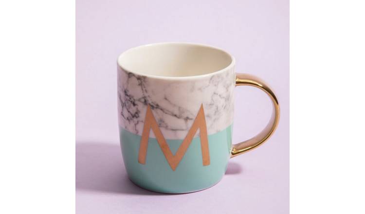 Orsina Frosted Deco M Marble Effect Monogram Mug – Green