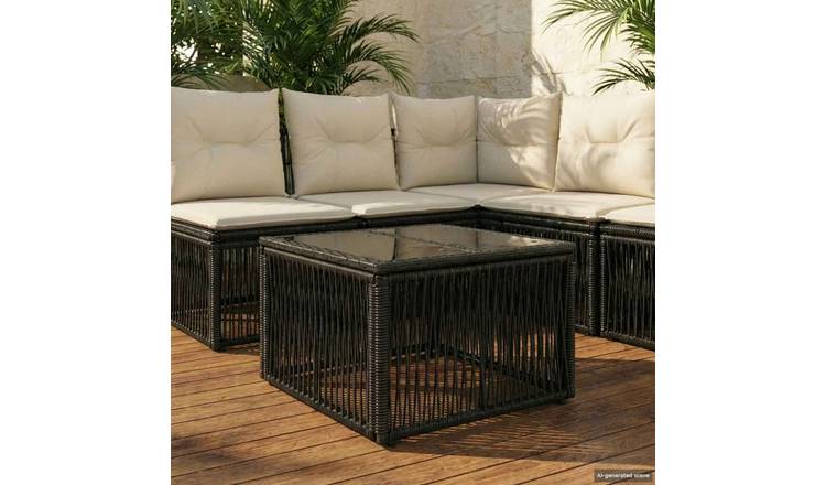Walplus Square Glass Table - Black - 55 x 55 x 37 cm