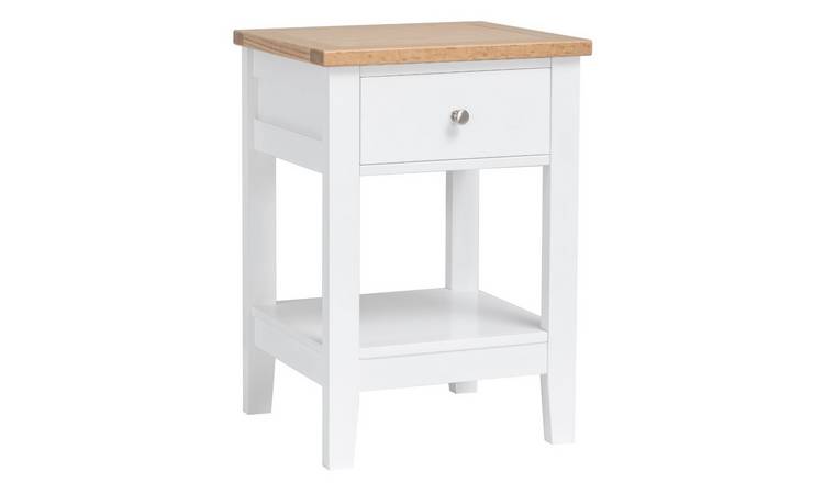 Noa & Nani Leines 1 Drawer Bedside Table - White & Oak