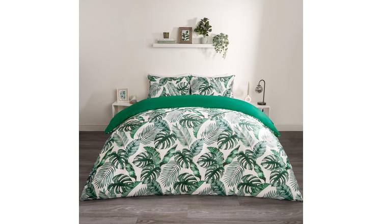 OHS Tropical Print Duvet Cover Set Forest Green - Double