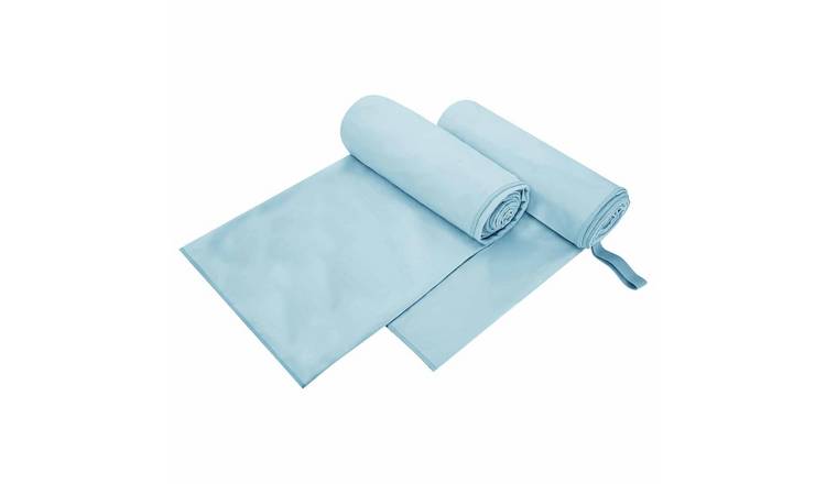 Walplus Pack of 2 Polyester Sports Towels and Polyamide - Blue - 100 x 200 cm
