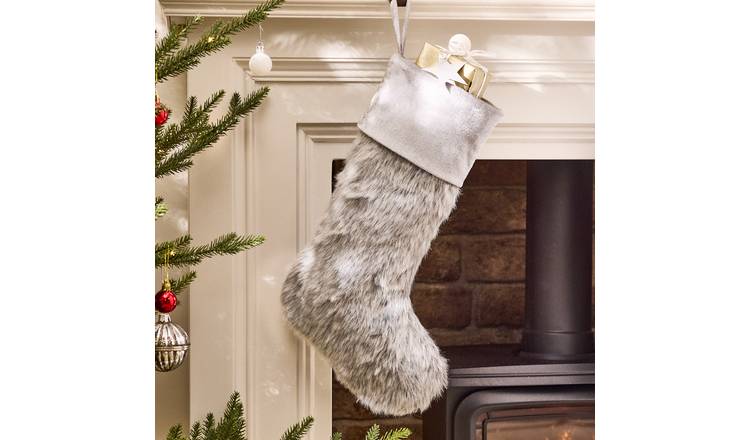 Dibor Fabric Christmas Stocking - Grey