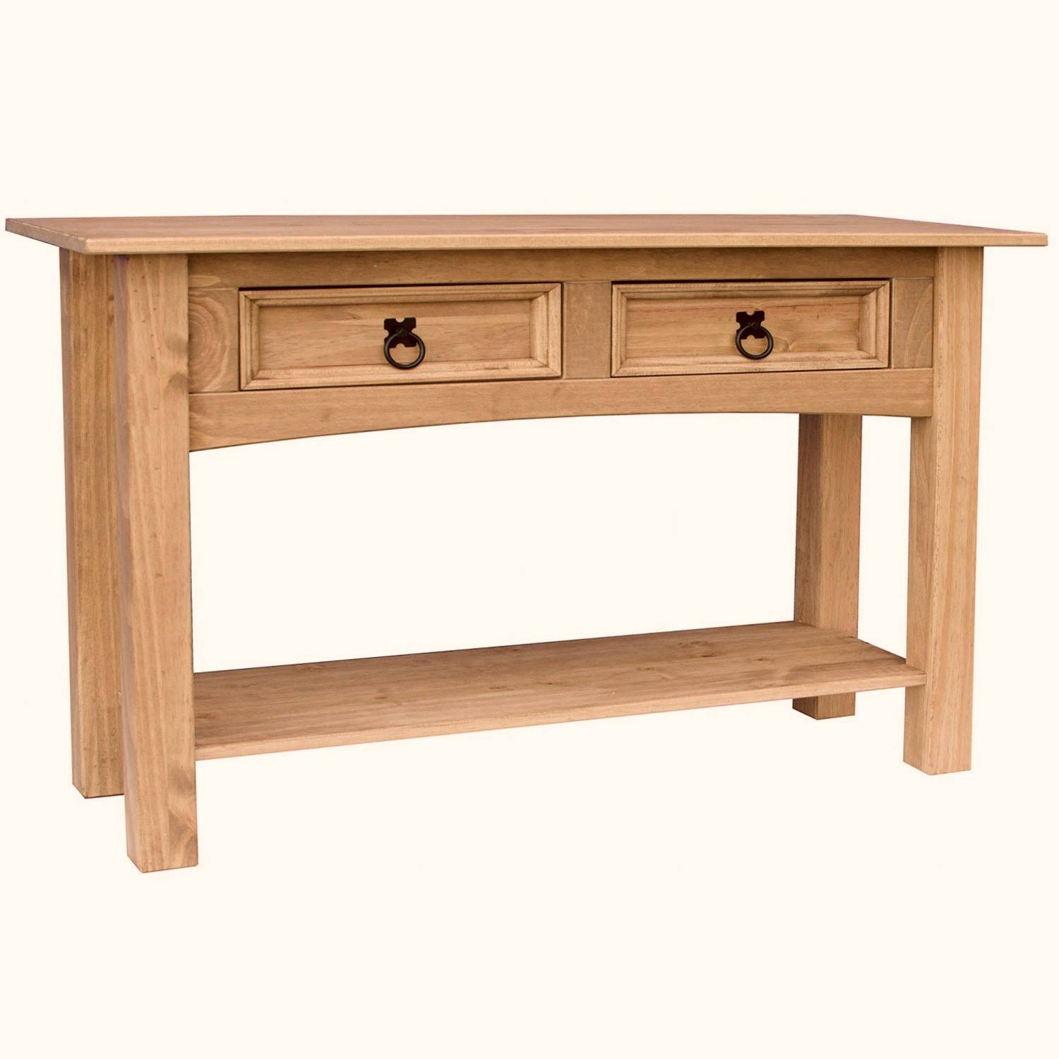 Vida Designs Corona 2 Drawer Console Table - Pine - Image 6