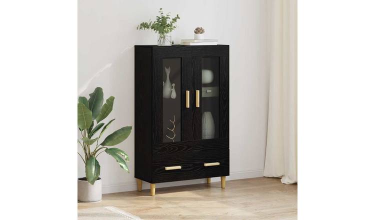 Walplus Engineered Wood 1 Shelf Highboard - Black Ash - 70 x 31 x 115 cm