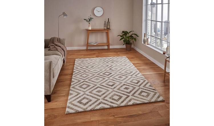 Mega Flooring Beige Modern Geometric Rug - 120 x 170cm