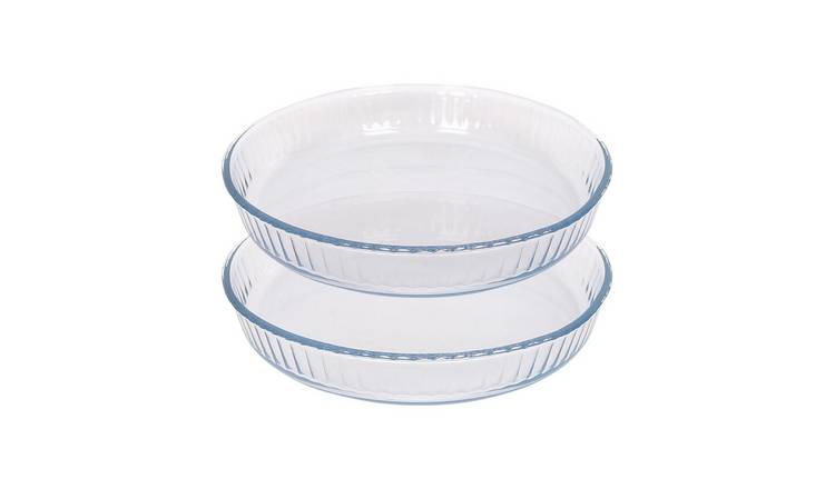 Argon Tableware Optical Round Glass Oven Dishes - Pack of 2