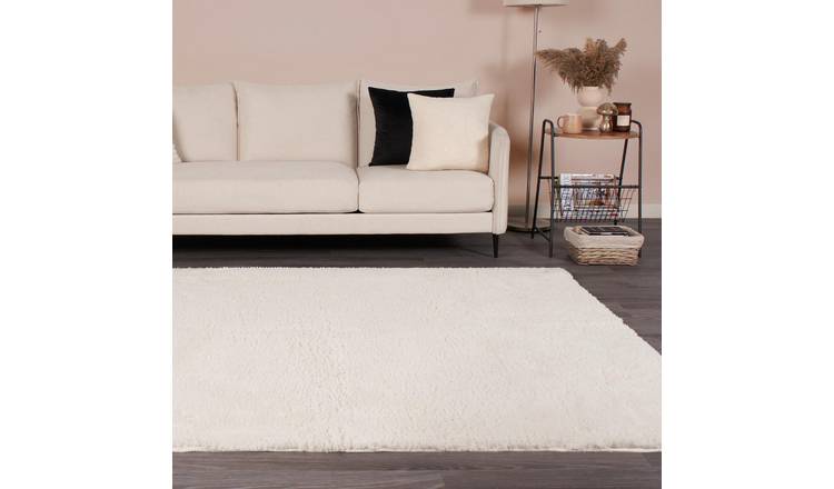 OHS Cosy Teddy Non-Slip Rug - 120 x 170cm - Cream