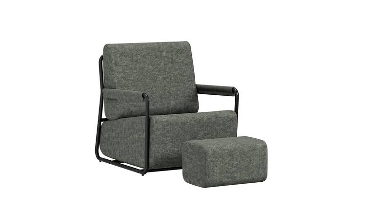 SoBuy Ergonomic Sofa Chair with Footstool - Grey