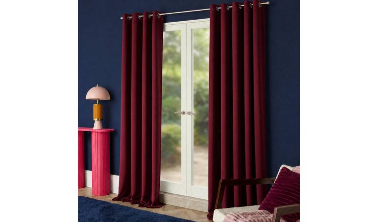 OHS Essentials Plain Eyelet Blackout Curtains 168 x 229cm - Burgundy