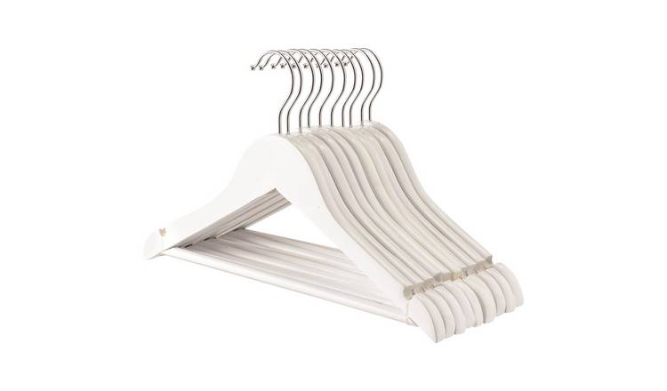 Harbour Housewares Wooden Children's Hangers - White - Pack of 10