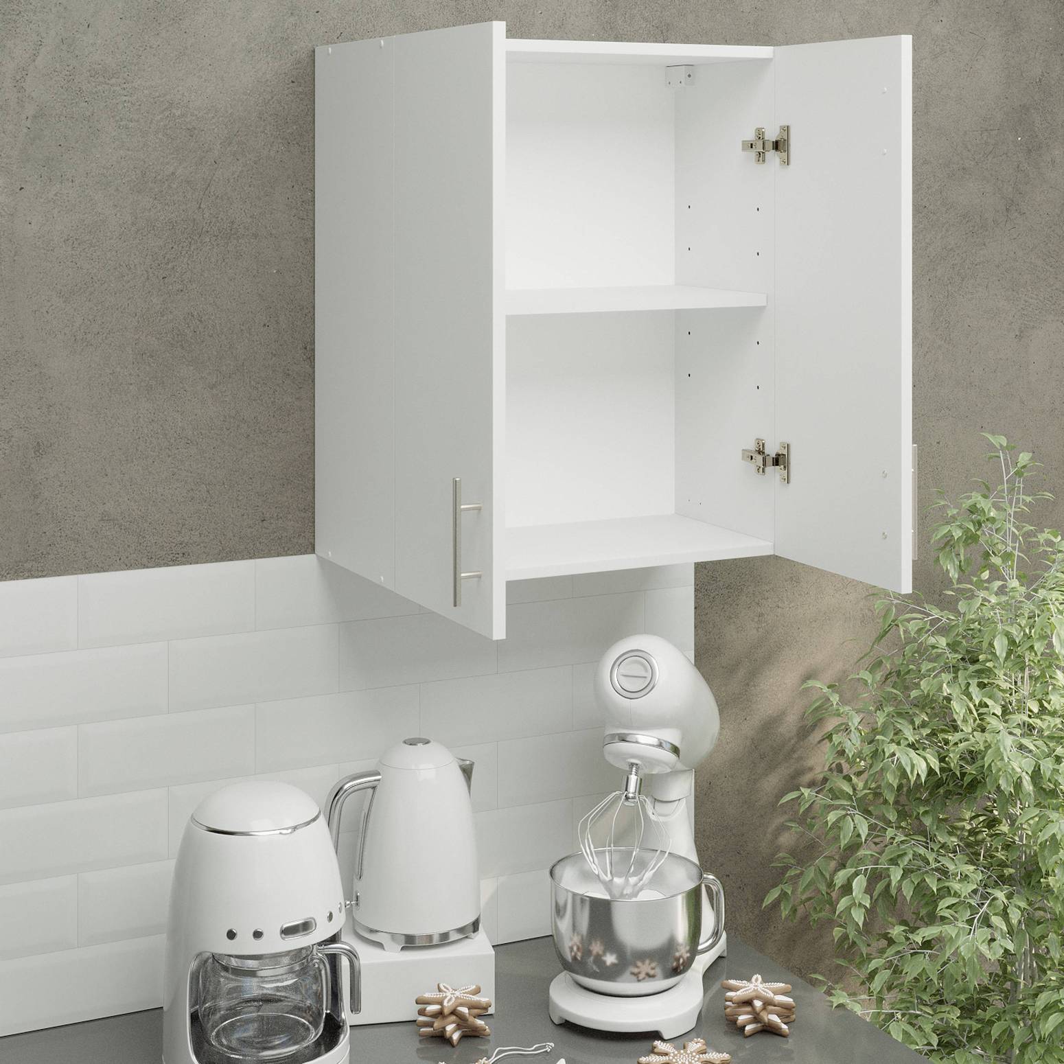 JD Greta 600mm Wall Cabinet with 2 Doors - White Matt - Image 2