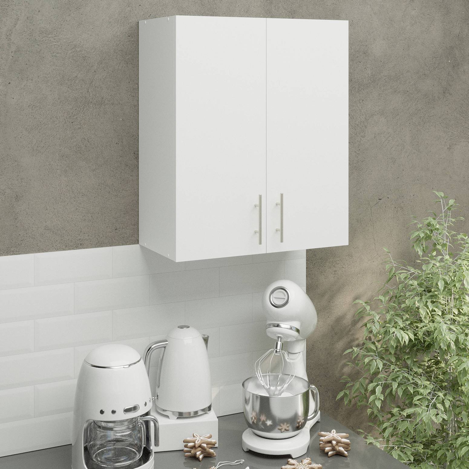 JD Greta 600mm Wall Cabinet with 2 Doors - White Matt - Image 3