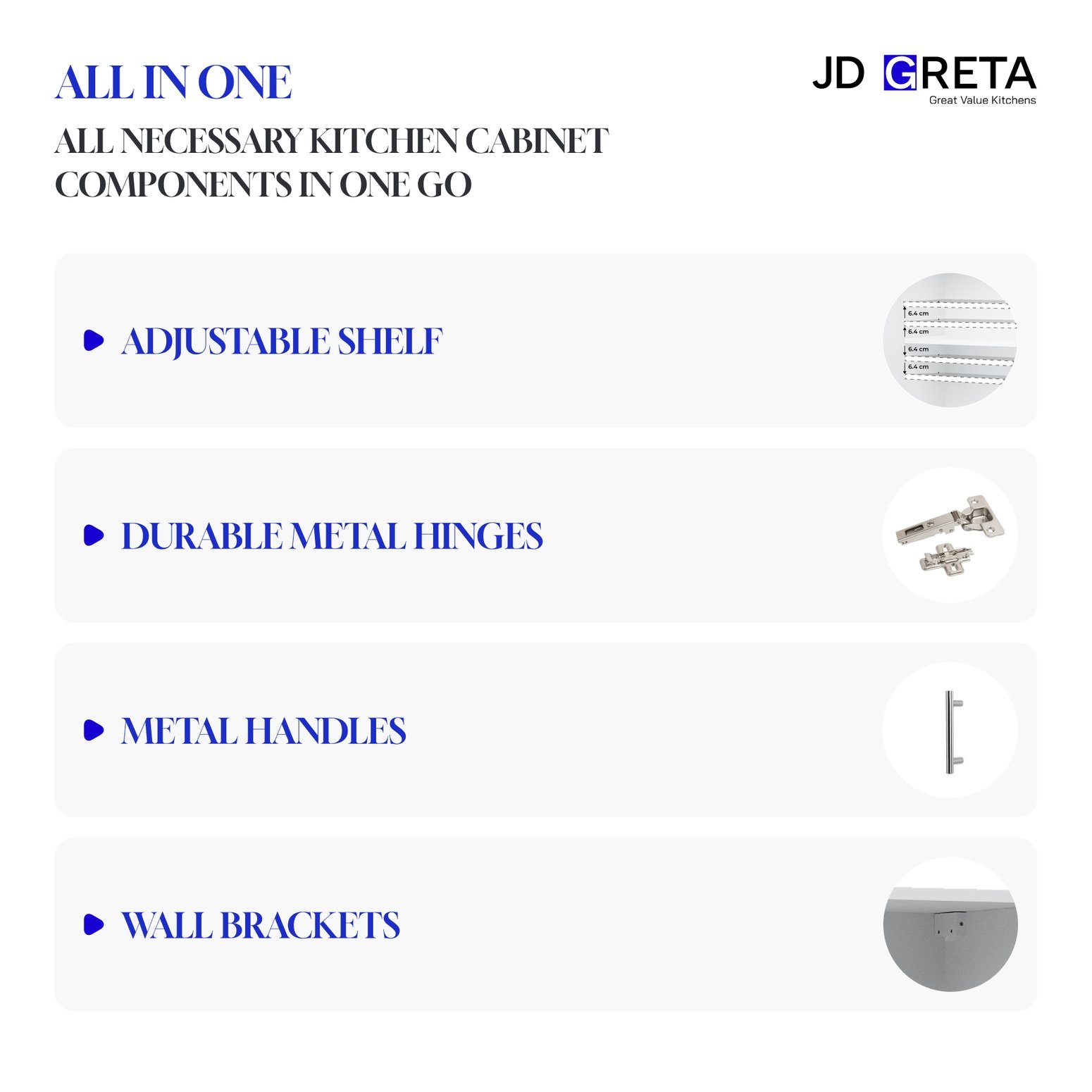 JD Greta 600mm Wall Cabinet with 2 Doors - White Matt - Image 5