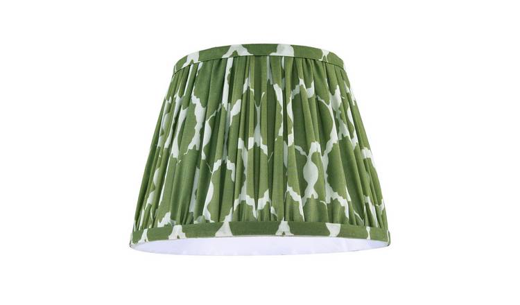 Happy Homewares Olive Green Pleated Cotton Fabric with Wavy Lampshade - 25cm