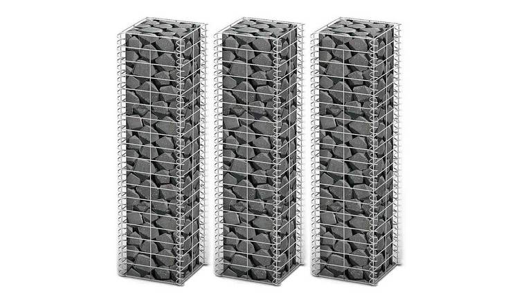 Walplus 3 Piece Gabion Set Galvanised Wire - Silver - 25 x 25 x 100 cm