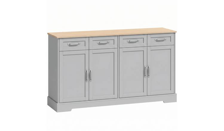 HOMCOM 4 Drawers Farmhouse Sideboard Buffet Cabinet - Grey