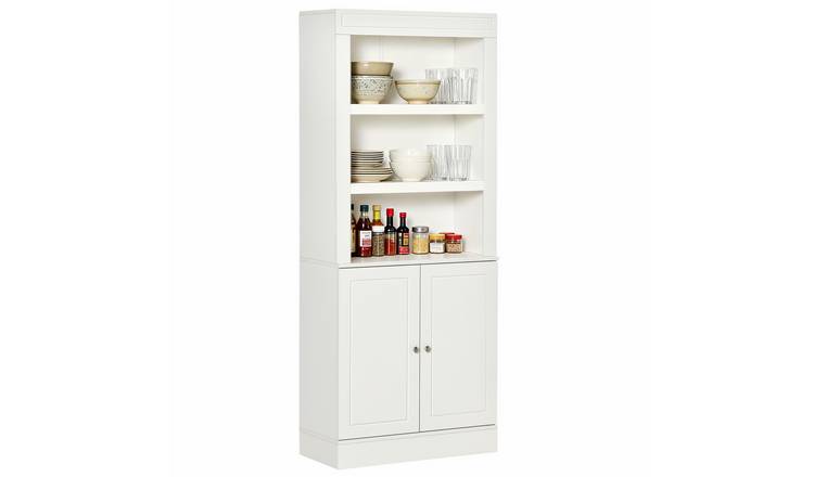 HOMCOM Kitchen Cupboard with 6 Tier Shelves and 3 Open Compartments - White