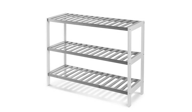 Keplin 3 Tier Bamboo Shoe Rack - Grey & White