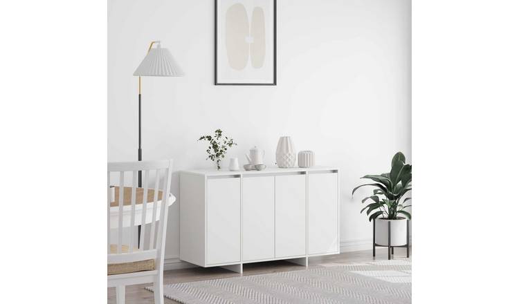 Walplus Engineered Wood 4 Door Sideboard - White - 120 x 41 x 75 cm