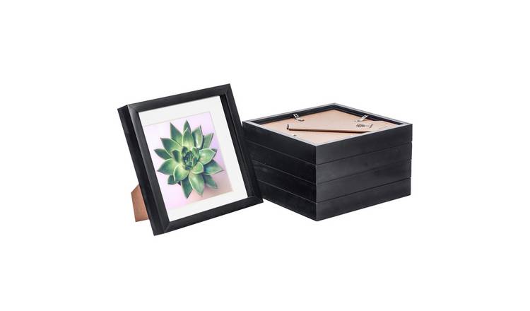 Nicola Spring 3D Box Photo Frames - 8 x 8" with Mount - Set of 5 - Black