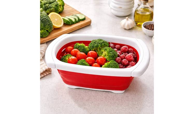 Orsina Zing Over-Sink Collapsible Colander – Red and White