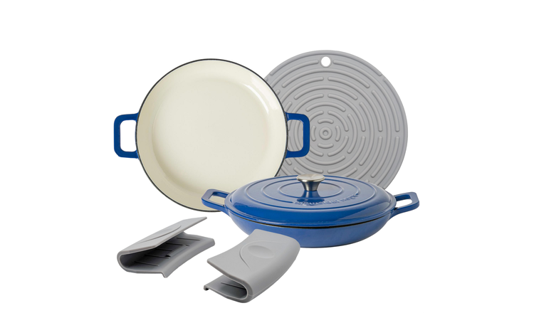 Argon Tableware Cast Iron Casserole Dishes - Midnight Blue - Set of 2