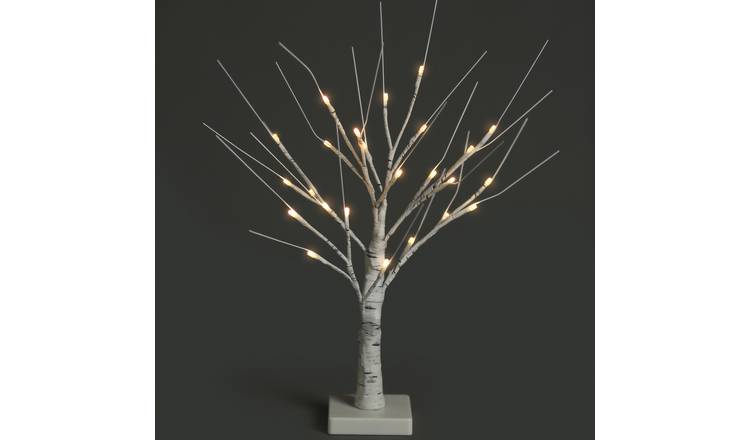 NETTA White Pre-Lit Birch Twig Tree with 24 Warm White LEDs - Single
