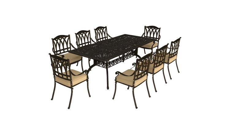 Outsunny 8 Seater Aluminium Garden Dining Set - Bronze