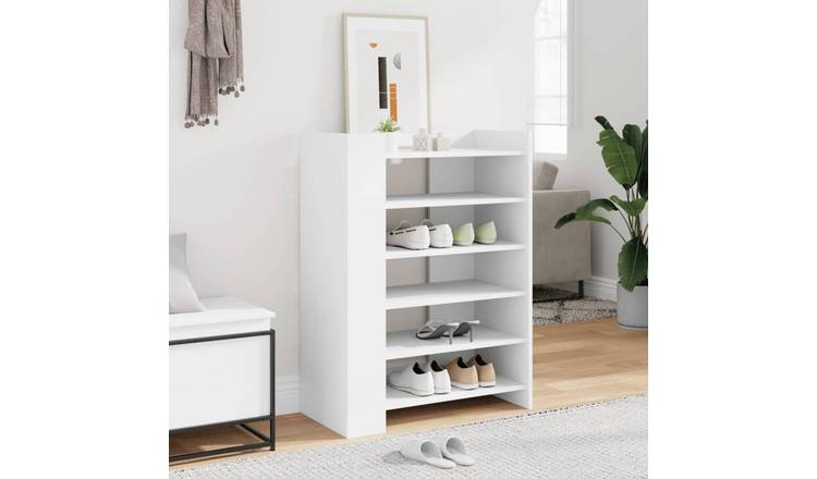 Walplus Engineered Wood Shoe Cabinet - White - 74.5 x 37.5 x 100 cm
