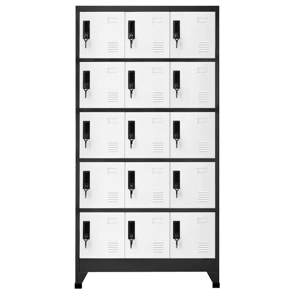 Walplus Steel 15 Door Locker Cabinet - Grey and White - 90 x 40 x 180 cm - Image 2