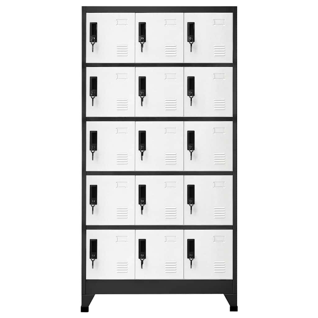 Walplus Steel 15 Door Locker Cabinet - Grey and White - 90 x 40 x 180 cm - Image 2