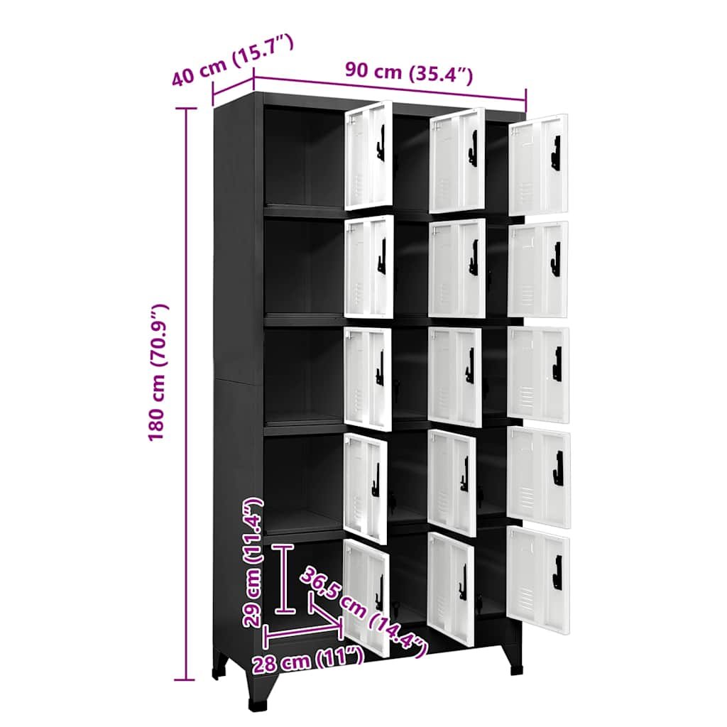 Walplus Steel 15 Door Locker Cabinet - Grey and White - 90 x 40 x 180 cm - Image 8