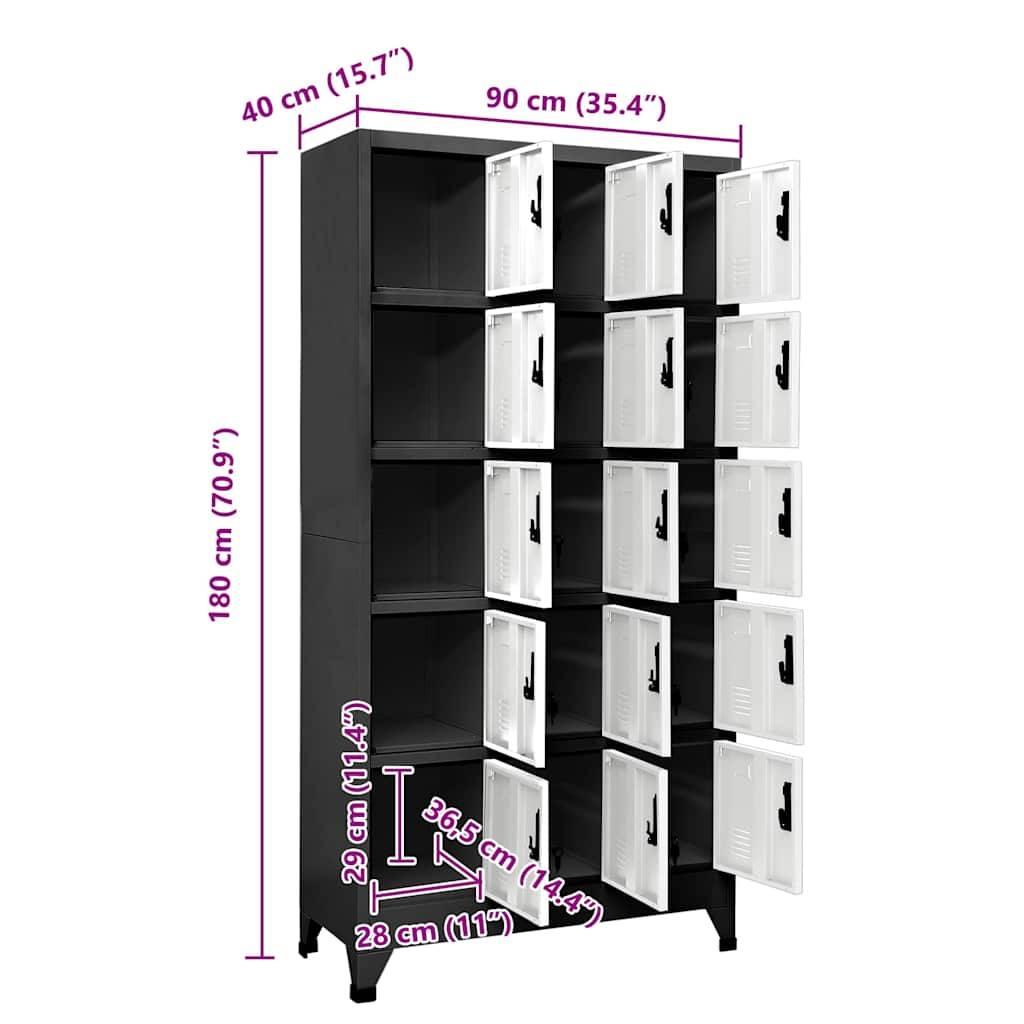 Walplus Steel 15 Door Locker Cabinet - Grey and White - 90 x 40 x 180 cm - Image 8