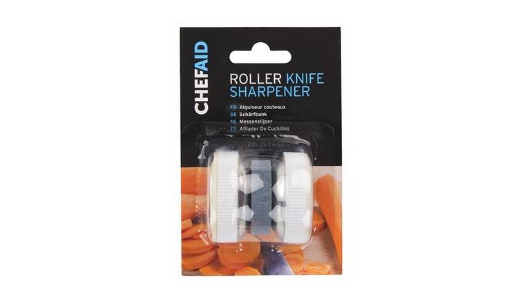 Chef Aid Kitchen Utensil Roller Sharpener - White
