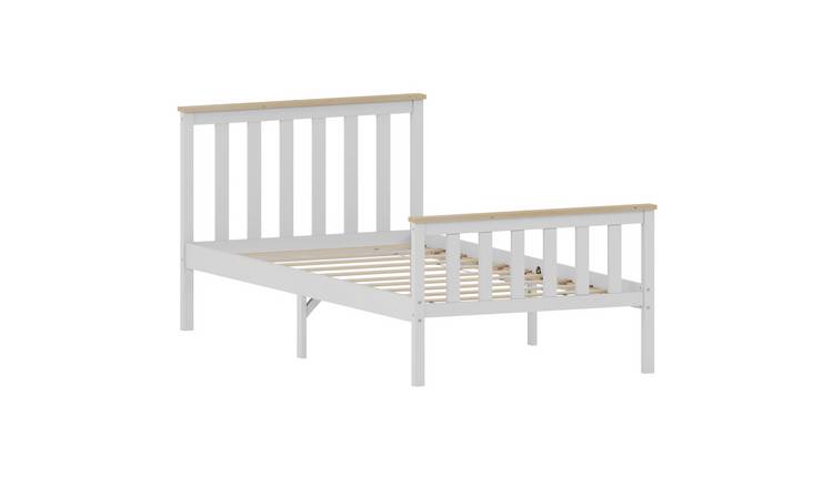 Vida Designs Milan Single Wooden High Foot Bed - White and Pine
