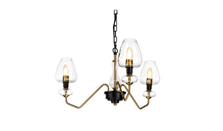 Elstead Armand 3 Arm Pendant Light - Aged Brass Plated And Charcoal Black Paint