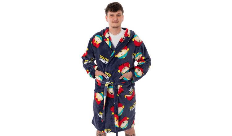 South Park Cartman AOP Adult Medium Mens Hooded Bathrobe - Navy