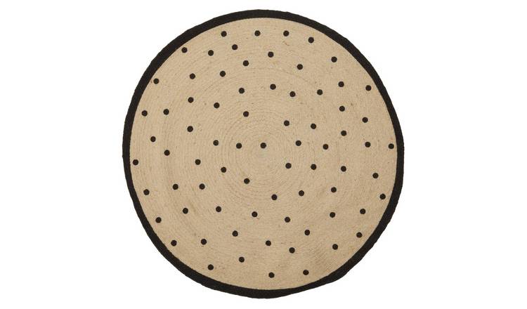 Orsina Black and Cream Kids Kids Round Rug - 100cm Diameter