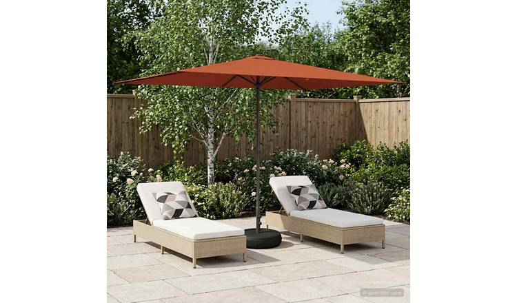 Walplus Rectangular Polyester Garden Parasol - Terracotta - 290 x 190 x 228 cm