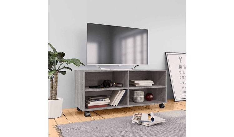 Walplus Engineered Wood TV Cabinet - Grey and Oak - 90 x 35 x 35 cm