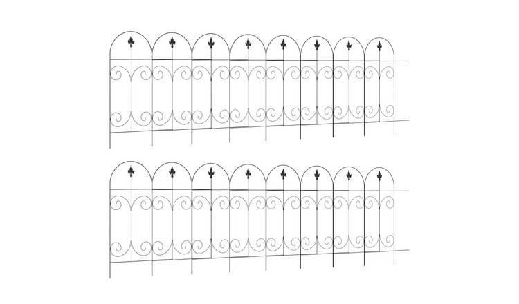Outsunny Set of 16 Iron Garden Fence Panels – Black