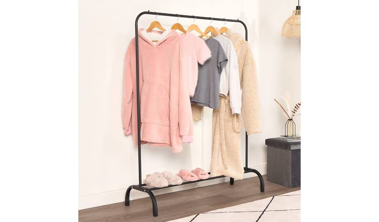 OHS Heavy Duty Clothes Rail with Shoe Rack - Black