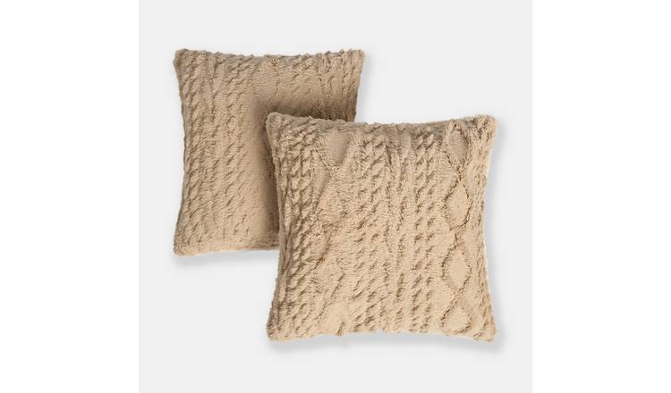 OHS 2 Pack Cable Knit Cushion Covers 45 x 45cm - Natural